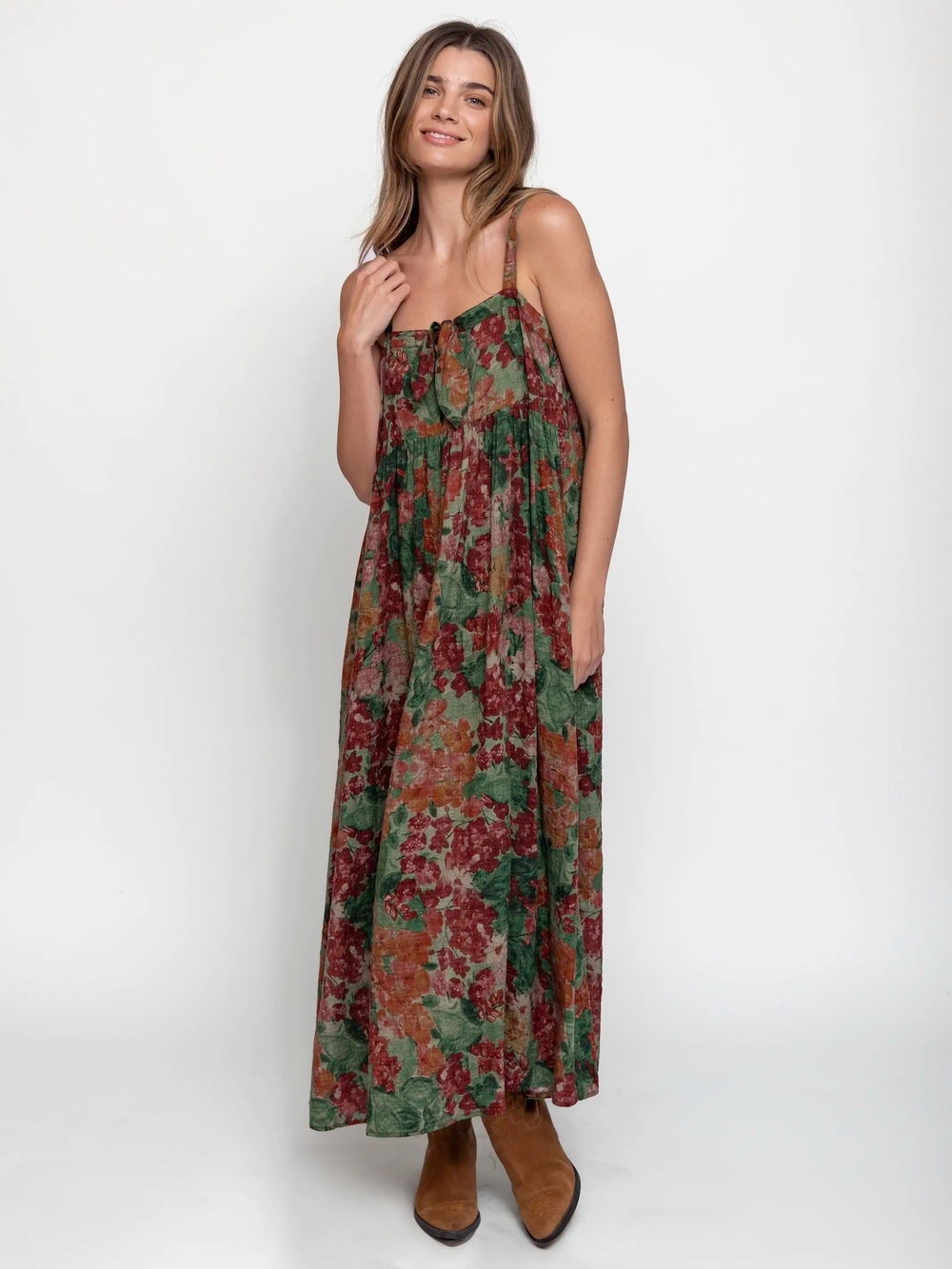 Natural Life Patti Tie-Front Maxi Autumn Wedding Guest Dress, Medium